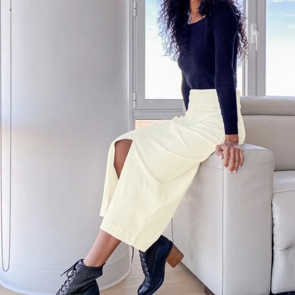 Free People Roxy Ribbed Pencil Midi Skirt